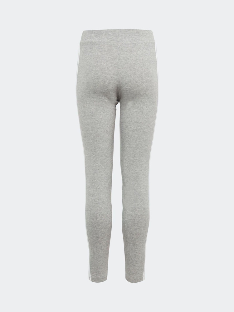 adidas Grey Sportswear Essentials 3-Stripes Cotton Leggings - Image 2 of 5
