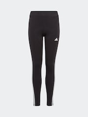 adidas Black/White Sportswear Essentials 3-Stripes Cotton Leggings - Image 6 of 10
