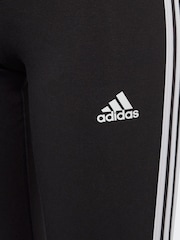 adidas Black/White Sportswear Essentials 3-Stripes Cotton Leggings - Image 9 of 10