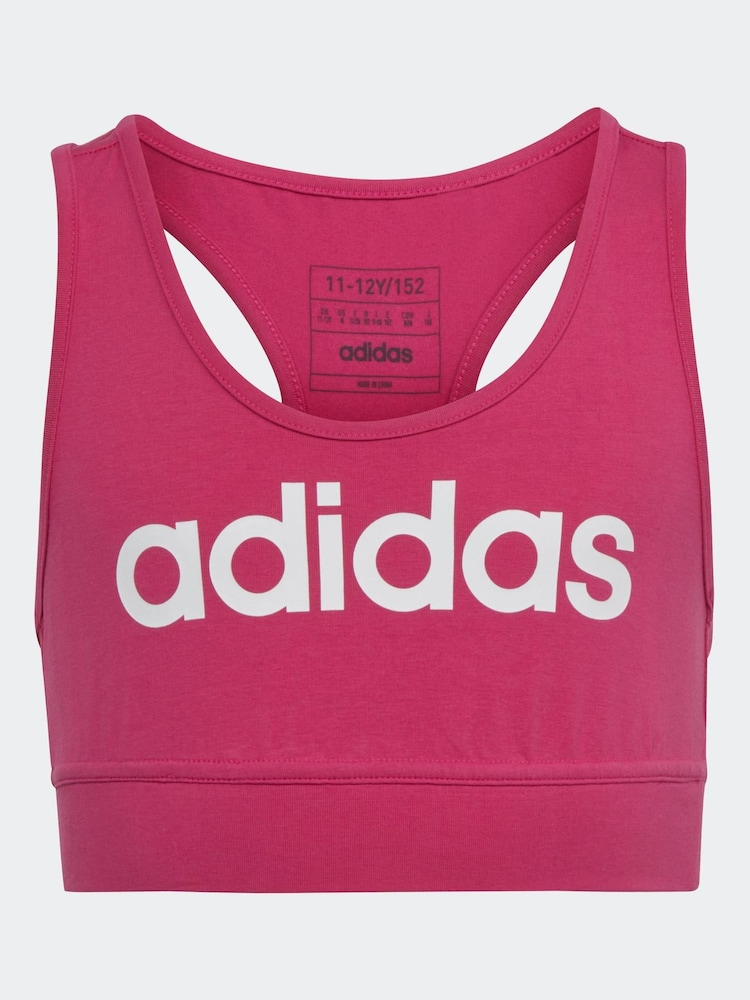 adidas Pink Essentials Linear Logo Cotton Bra Top - Image 1 of 5
