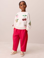 Cream and Pink Sequin Cherry - Little Bird Oversized Sweat Top & Barrel Joggers Set - Bild 1 von 5