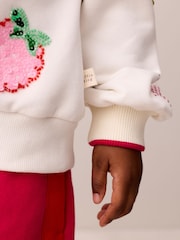 Cream and Pink Sequin Cherry - Little Bird Oversized Sweat Top & Barrel Joggers Set - Bild 5 von 5