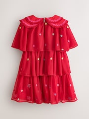 Little Bird by Jools Oliver Red Tulle Emboridered Chirstmas Dress - Image 2 of 4