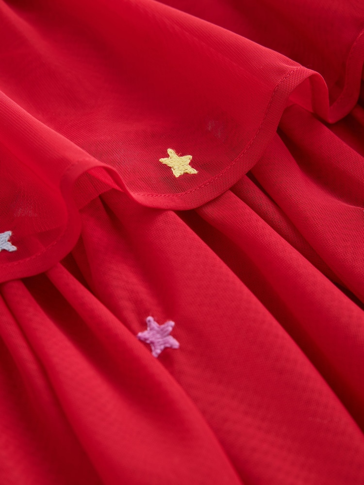 Little Bird by Jools Oliver Red Tulle Emboridered Chirstmas Dress - Image 4 of 4