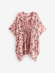 Pink Zebra Print Longline Tie Waist Kimono Cover-Up - Image 5 of 6