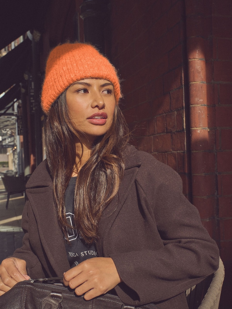 Orange Knitted Beanie Hat - Image 1 of 3