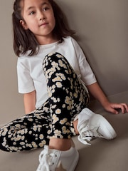Black/White Daisy Printed Leggings (3-16yrs) - Image 1 of 5
