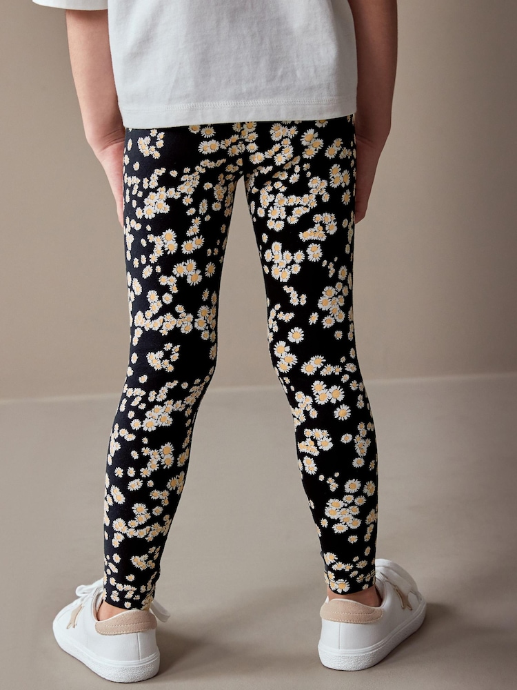 Black/White Daisy Printed Leggings (3-16yrs) - Image 2 of 5
