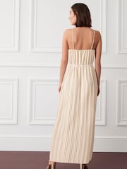Oyster Cream - Plissiertes Midikleid mit Trägern - Bild 1 von 3