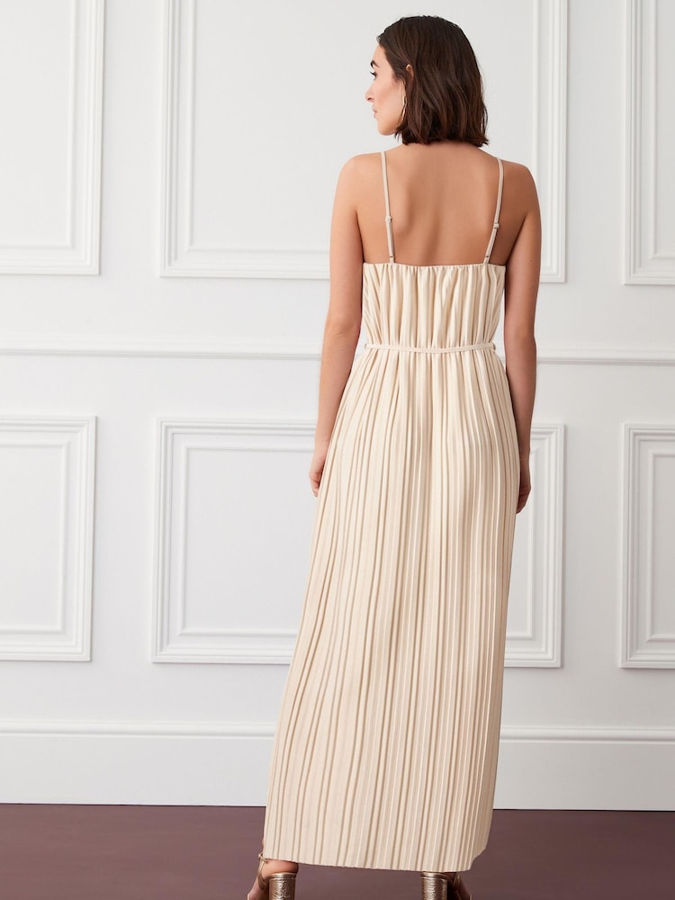 Oyster Cream - Plissiertes Midikleid mit Trägern - Bild 1 von 3