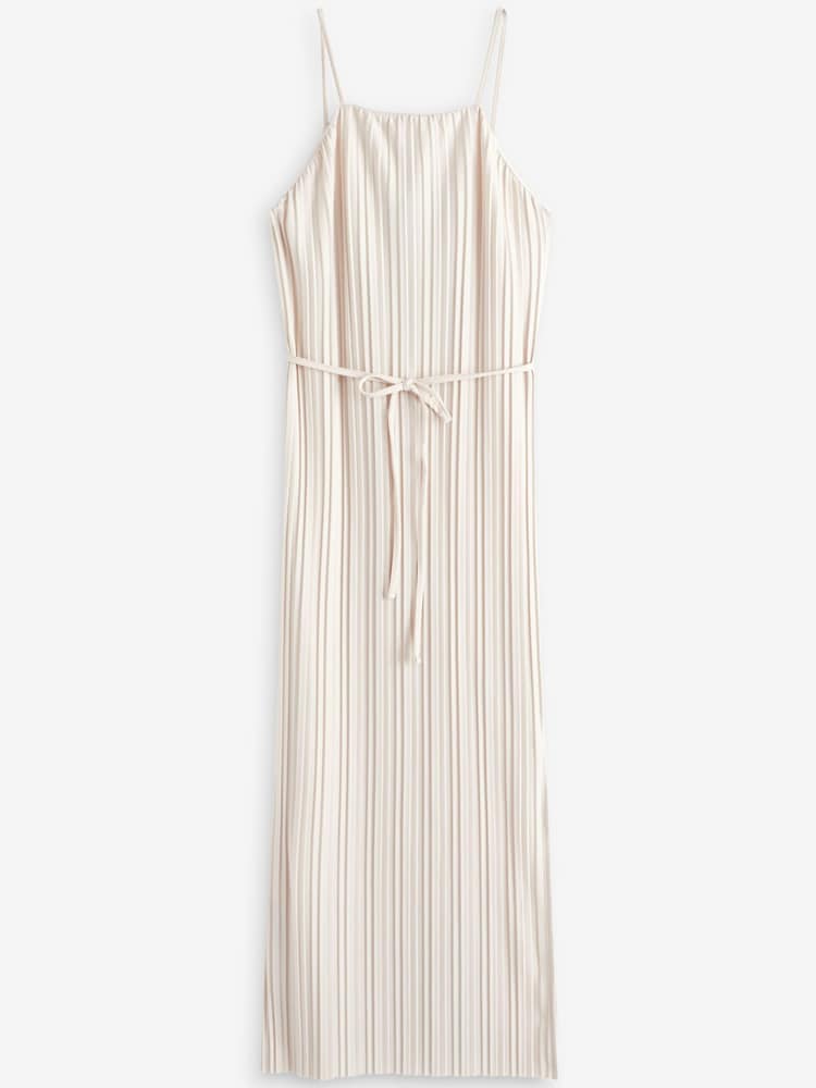 Oyster Cream - Plissiertes Midikleid mit Trägern - Bild 3 von 3