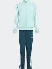 adidas Blue/Green Essentials 3-Stripes Tracksuit - Image 1 of 6