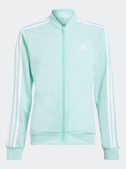 adidas Blue/Green Essentials 3-Stripes Tracksuit - Image 2 of 6