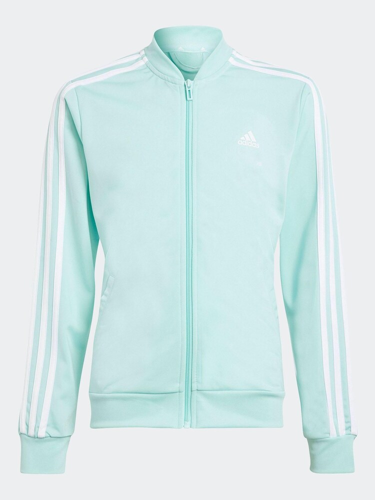adidas Blue/Green Essentials 3-Stripes Tracksuit - Image 2 of 6