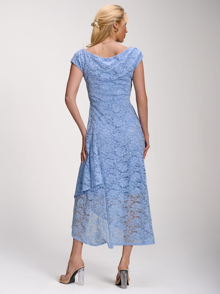 藍色 - Jolie Moi Lace Sequin Embellished Midi Dress - 圖片 2/6