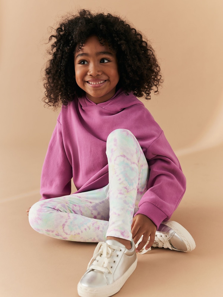 Pastel Pink Heart Tie Dye Printed Leggings (3-16yrs) - Image 1 of 8