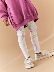 Pastel Pink Heart Tie Dye Printed Leggings (3-16yrs) - Image 5 of 8