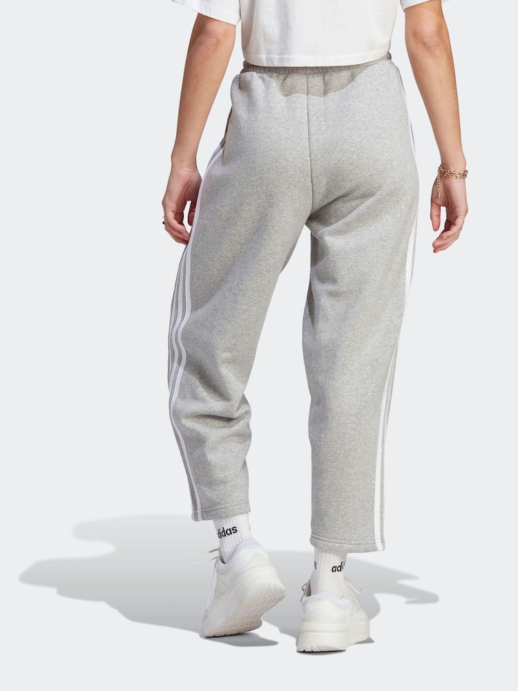 adidas Grey Sportswear Essentials 3-Stripes Open Hem Fleece Joggers - Image 2 of 6
