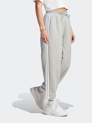adidas Grey Sportswear Essentials 3-Stripes Open Hem Fleece Joggers - Image 3 of 6