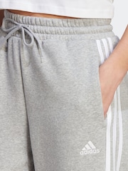 adidas Grey Sportswear Essentials 3-Stripes Open Hem Fleece Joggers - Image 4 of 6