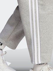 adidas Grey Sportswear Essentials 3-Stripes Open Hem Fleece Joggers - Image 5 of 6