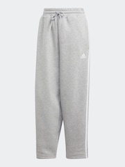 adidas Grey Sportswear Essentials 3-Stripes Open Hem Fleece Joggers - Image 6 of 6