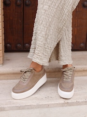 Linzi Brown Harlem Faux Leather Platform Trainers - Image 1 of 5