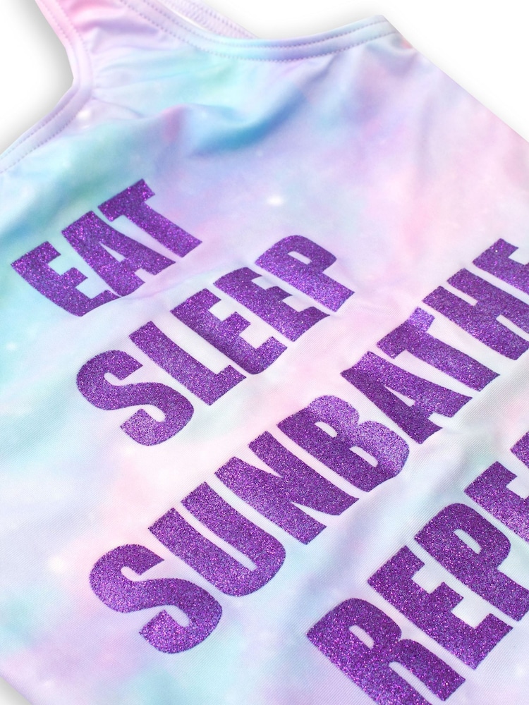 Character Purple Eat Sleep Eat Sleep Sunbathe Repeat Swimsuit - Image 3 of 3 Character Purple Eat Sleep Eat Sleep Sunbathe Repeat Swimsuit - Image 3 of 3