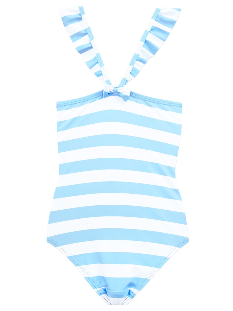 Character Blue Bluey Stripe Frill And Bow Swimsuit - Image 2 of 5