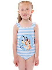 Character Blue Bluey Stripe Frill And Bow Swimsuit - Image 5 of 5