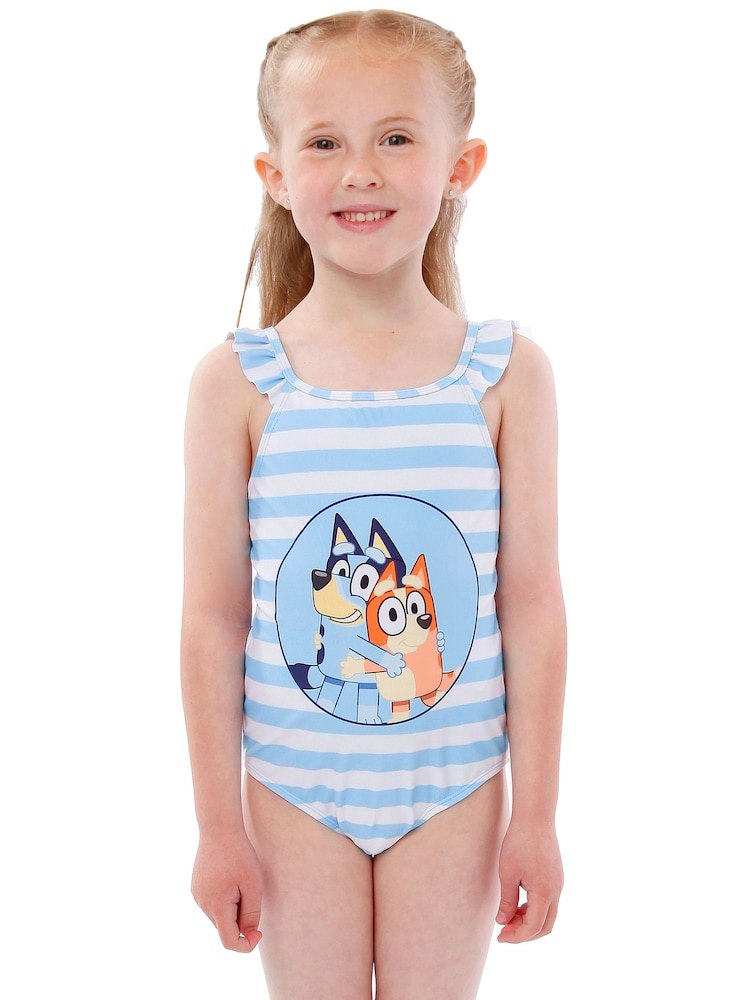 Character Blue Bluey Stripe Frill And Bow Swimsuit - Image 5 of 5