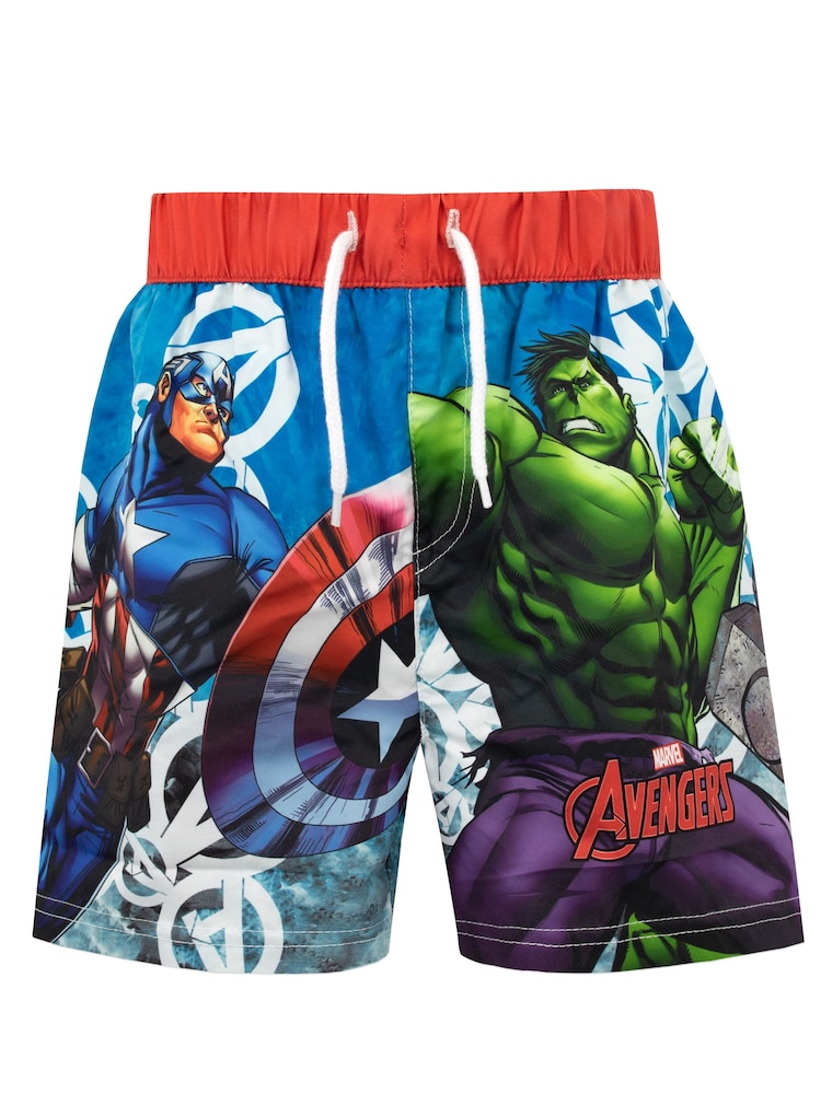 Character Blue Avengers Red Waistband Swim Shorts - Image 1 of 5