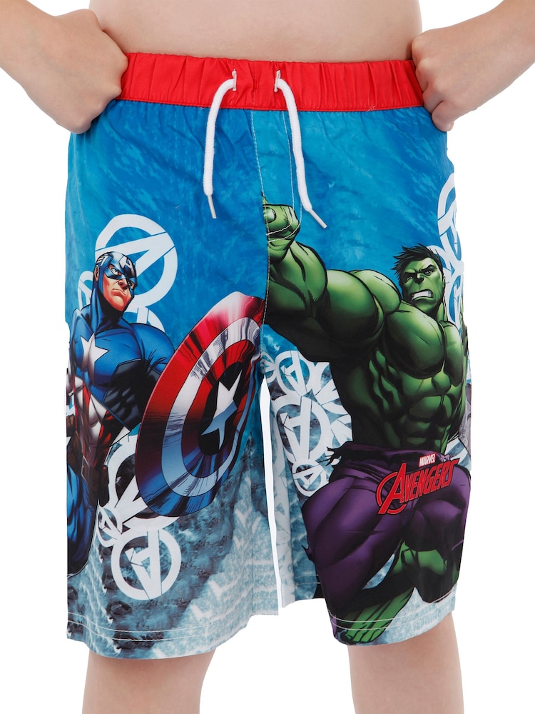 Character Blue Avengers Red Waistband Swim Shorts - Image 2 of 5