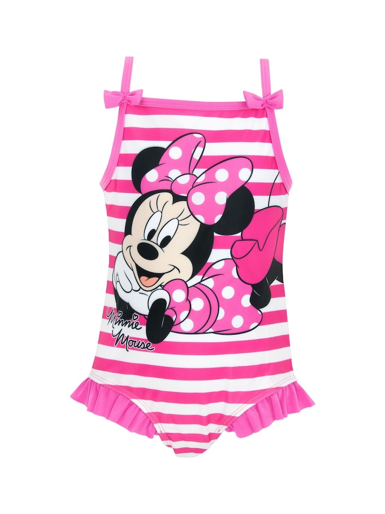 Character Pink Minnie Mouse Swimsuit Pink Stripe Minnie - Image 1 of 5 Character Pink Minnie Mouse Swimsuit Pink Stripe Minnie - Image 1 of 5