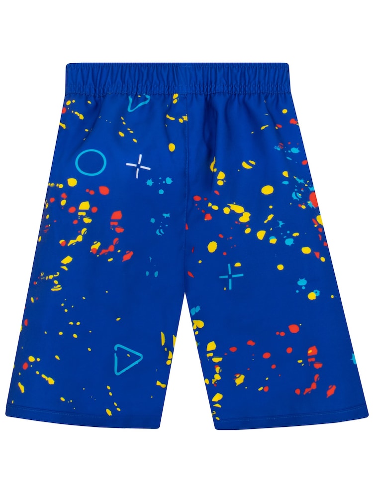 Character Blue Gaming Controller Coloured Splat Swim Shorts - Image 2 of 4