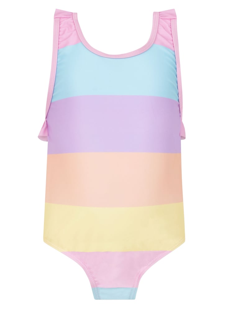 Character Pink Pattern Swimsuit Pastel Stripes - Image 1 of 8 Character Pink Pattern Swimsuit Pastel Stripes - Image 1 of 8