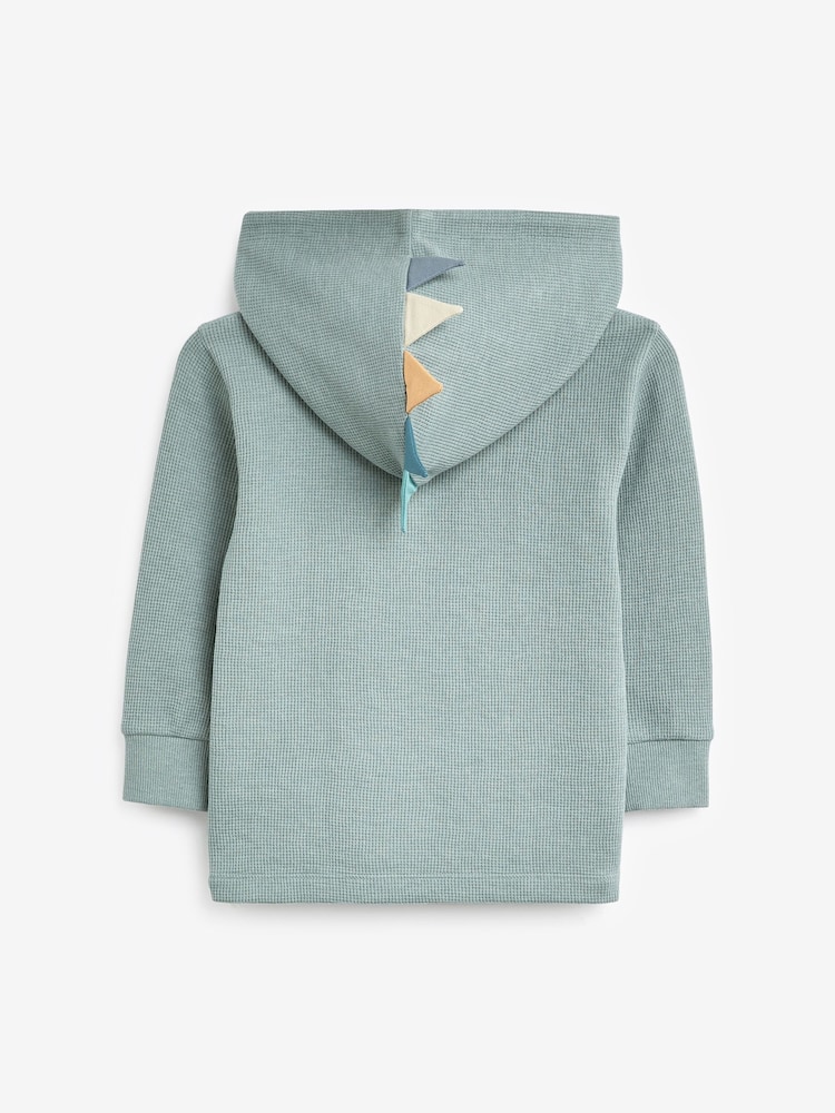 Mineral Blue Textured Jersey Dino Spikes Hoodie (3mths-10yrs) - Image 2 of 2