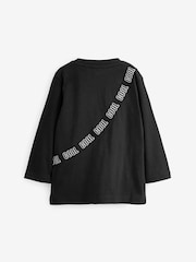 Black/Tan Brown 100% Cotton Long Sleeve Bumbag T-Shirt (3mths-7yrs) - Image 2 of 2