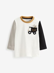 Black/White Truck 100% Cotton Long Sleeve Pocket T-Shirt (3mths-7yrs) - Image 1 of 2