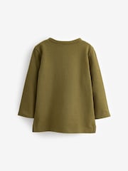 Khaki Green Long Sleeve Henley Neck T-Shirt (3mths-7yrs) - Image 2 of 2