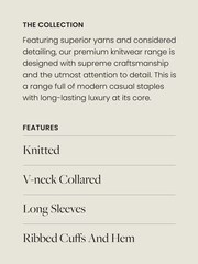 Mole Brown Premium Wool Blend V-Neck Collared Jumper - Image 3 of 7