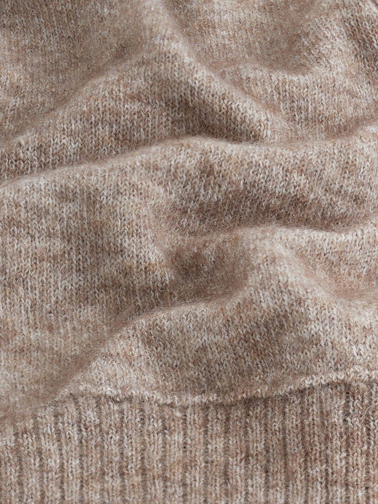 Mole Brown Premium Wool Blend V-Neck Collared Jumper - Image 7 of 7