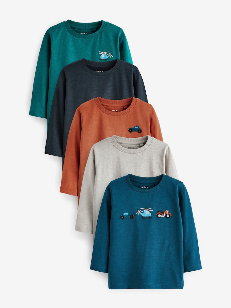 Mehrfarbig - Kleine Transport-Langarm-T-Shirts aus Baumwolle mit 100% 5 -Pack (3Monate-7Jahre) - Bild 1 von 8