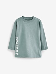Multi 100% Cotton Slogan Long Sleeve T-Shirts 5 Pack (3mths-7yrs) - Image 5 of 7