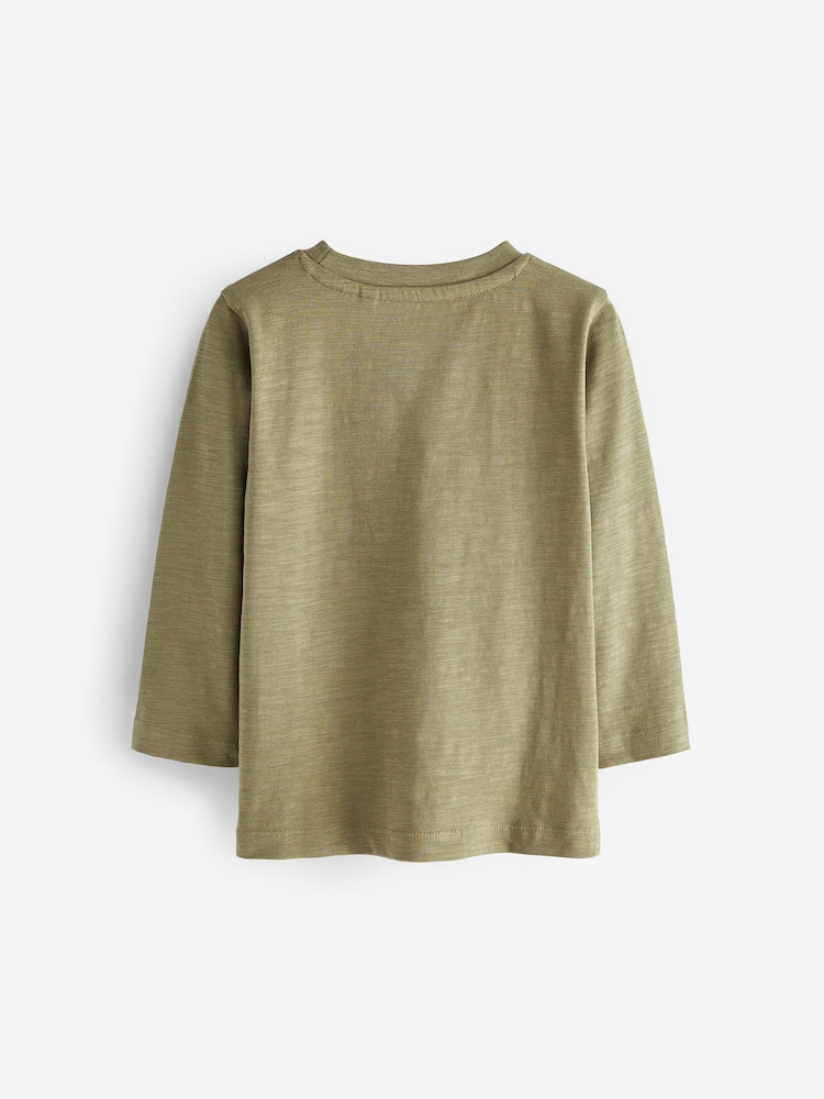 Neutral/Green Animal Long Sleeve Character T-Shirts 3 Pack (3mths-7yrs) - Image 2 of 2 Neutral/Green Animal Long Sleeve Character T-Shirts 3 Pack (3mths-7yrs) - Image 2 of 2