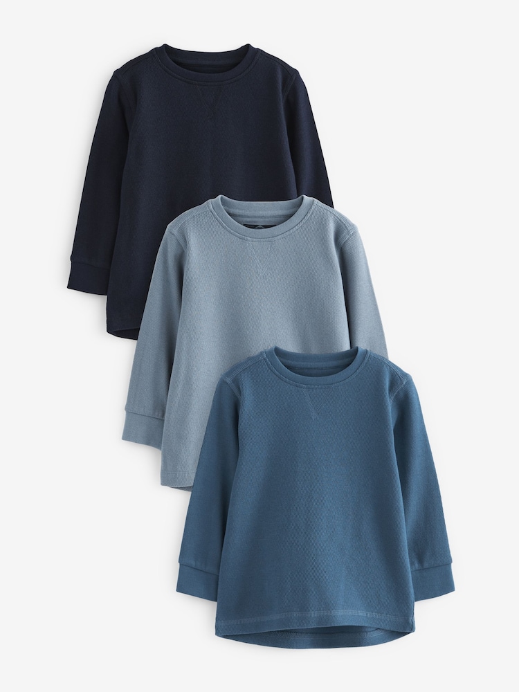 Blau - Langärmelige, strukturierte T-Shirts im 3er-Pack (3M.–7J.) - Bild 1 von 2