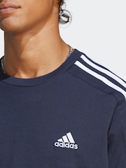 adidas Light Blue Essentials Single Jersey 3-Stripes 100% Cotton T-Shirt - Image 3 of 4