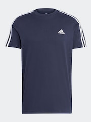 adidas Light Blue Essentials Single Jersey 3-Stripes 100% Cotton T-Shirt - Image 4 of 4