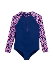 Character Leopard Print Swimsuit Pink Leopard Aop Long Sleeve - Imagen 1 de 7