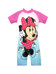 Character Blue Minnie Mouse Surfsuit  Pink Sleeves - Image 1 of 5